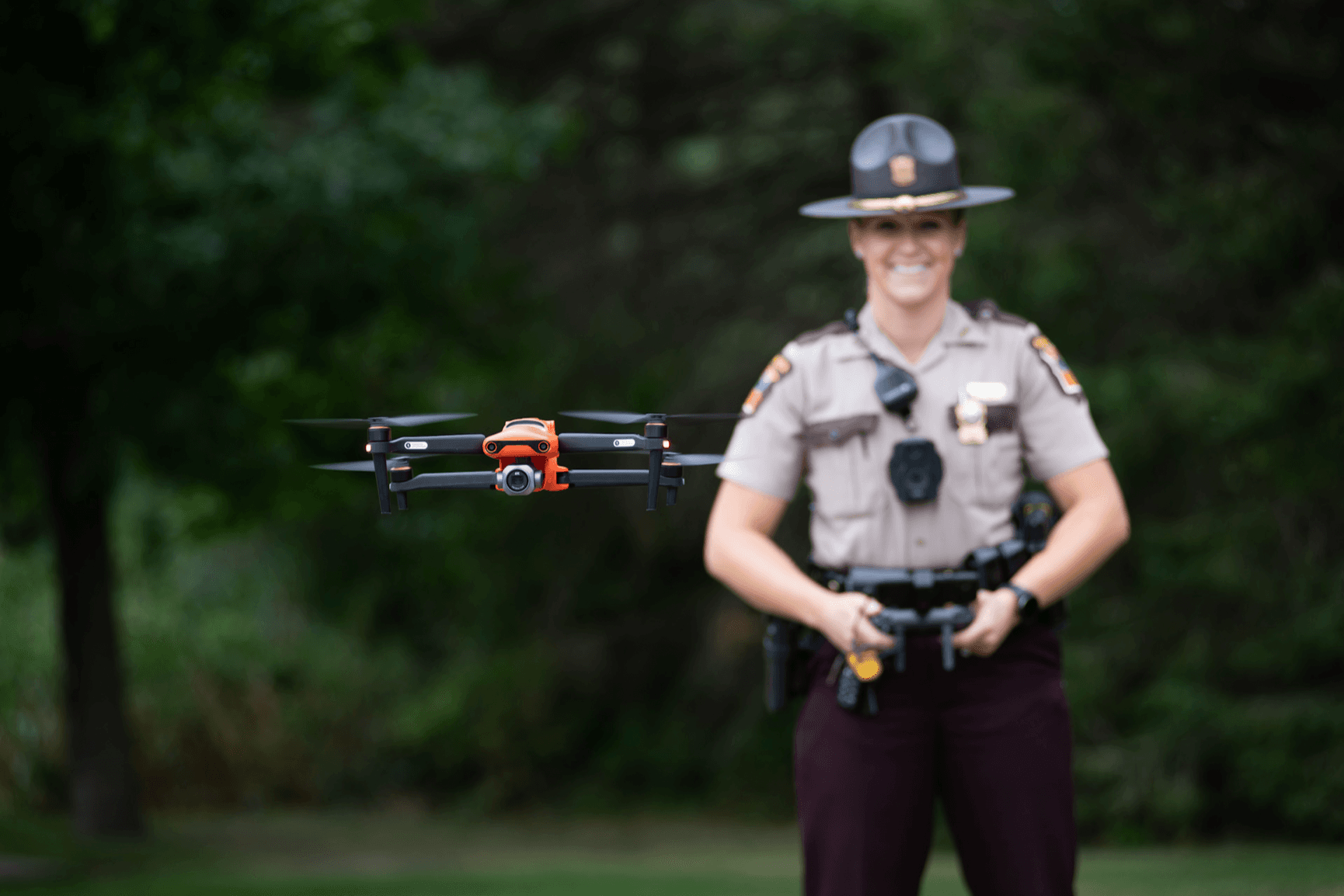 Trooper using a drone